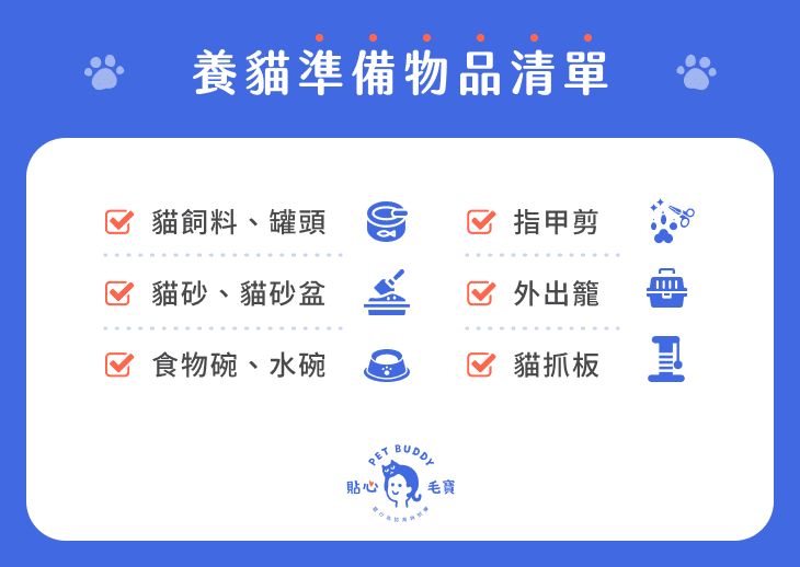 養貓準備物品清單